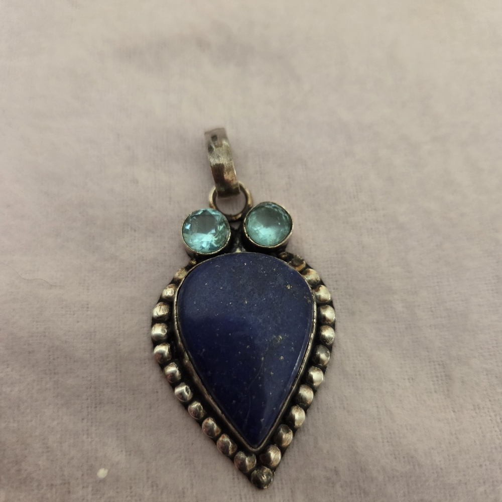 Lapis And Blue Topaz Sterling Silver Pendant